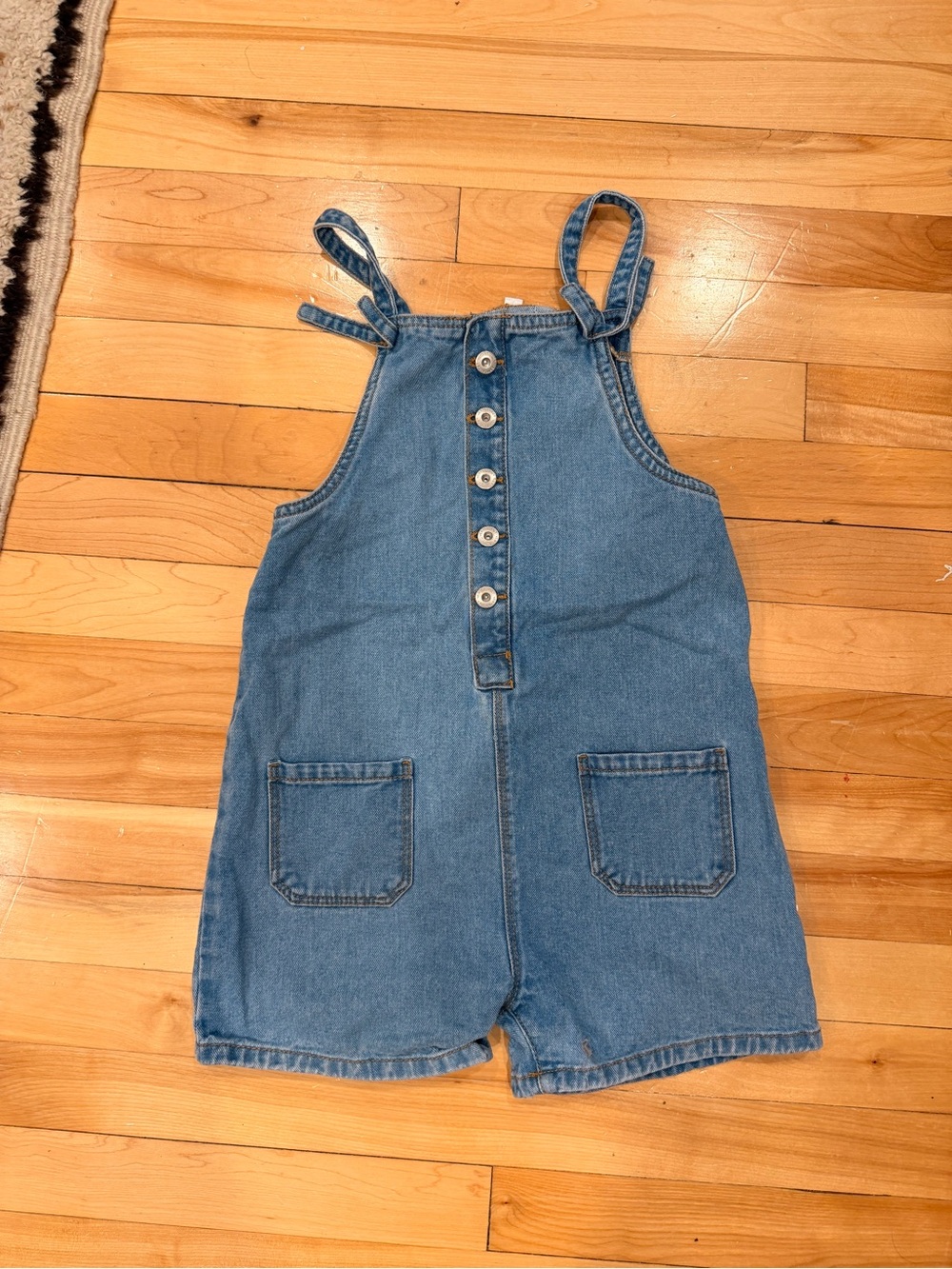 Kids Denim Button Romper - Blue